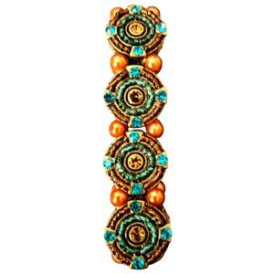 Handcrafted Bohemian Beaded Stretch Bracelet With‎ Turquoise & Copper Accents